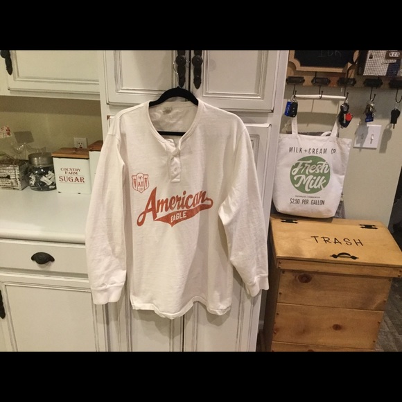 American Eagle Outfitters Other - AE Vintage XL White long sleeve Henley Shirt